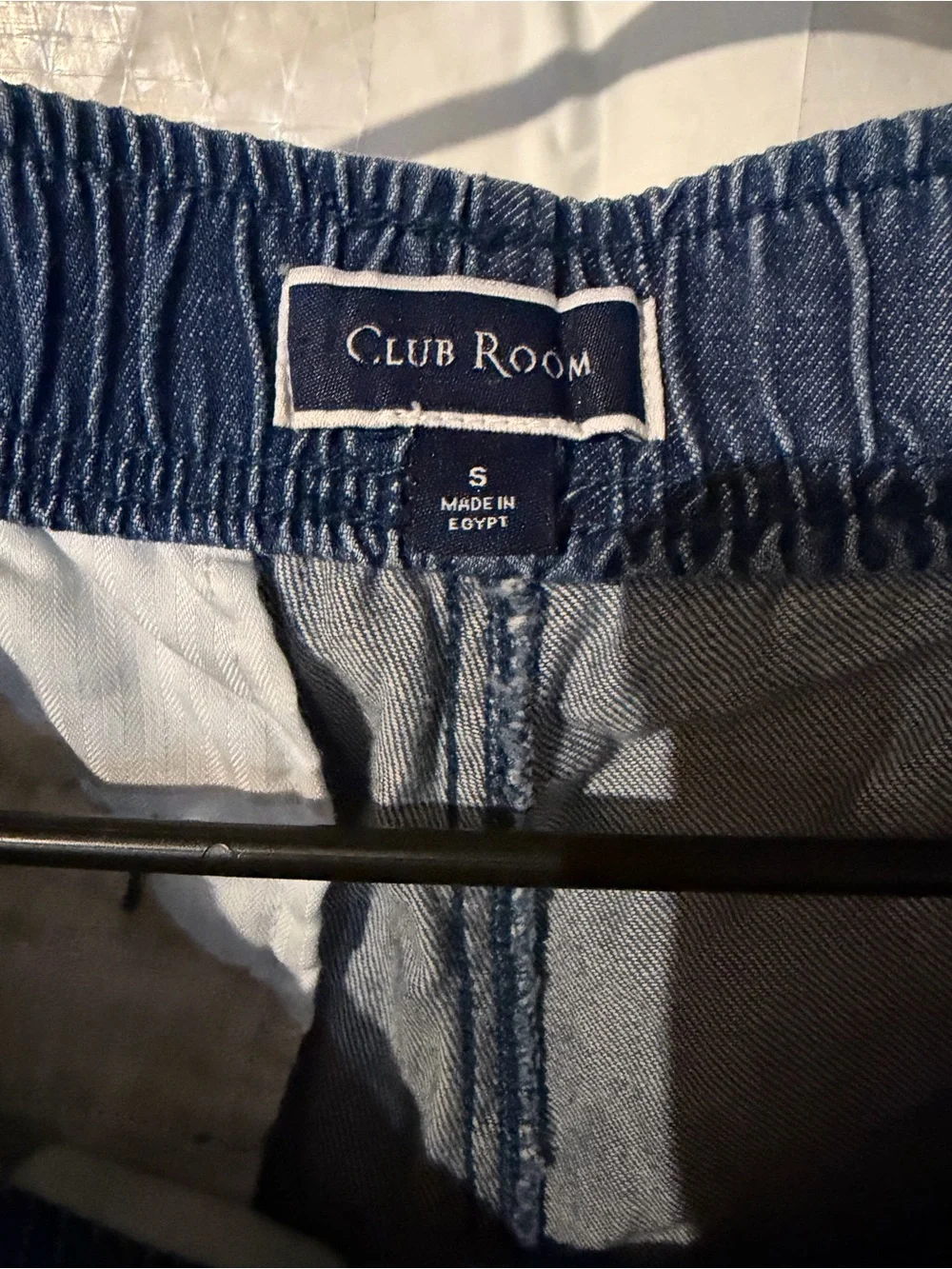 Club Room Navy Blue Elastic Waist Denim Shorts